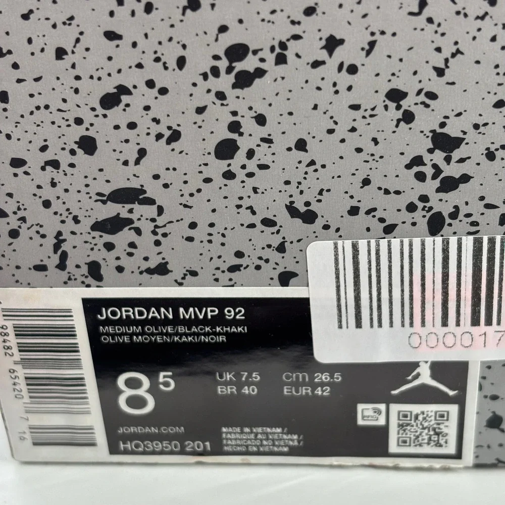 Jordan MVP 92 Mens 8.5 Medium Olive Black Khaki Suede HQ3950-201 Retro Sneakers